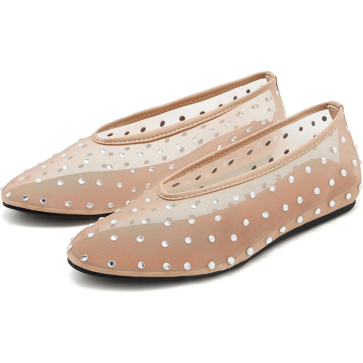 Amani Mesh Diamante Ballet Flats