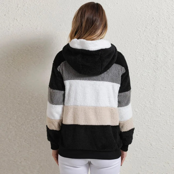 Billy Striped Plush Hooded Teddy Jacket