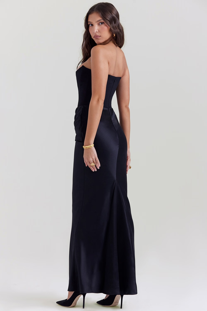 Blair Corset Draped Satin Gown