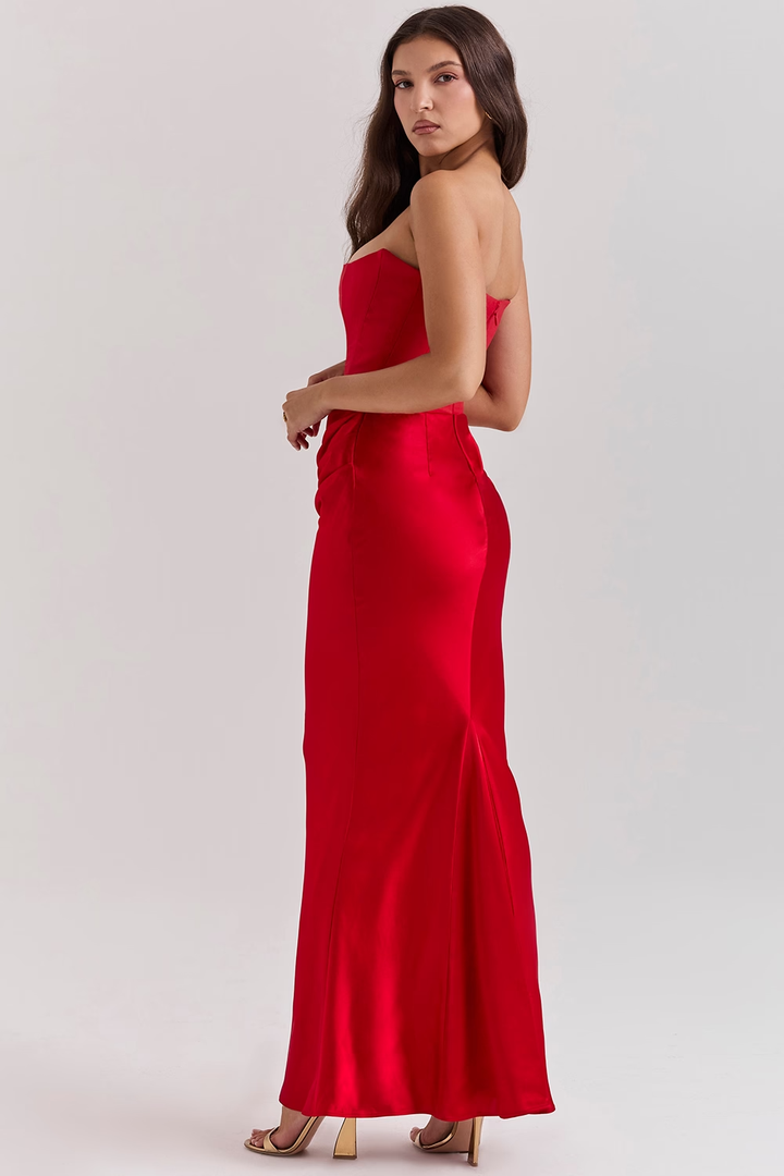 Blair Corset Draped Satin Gown