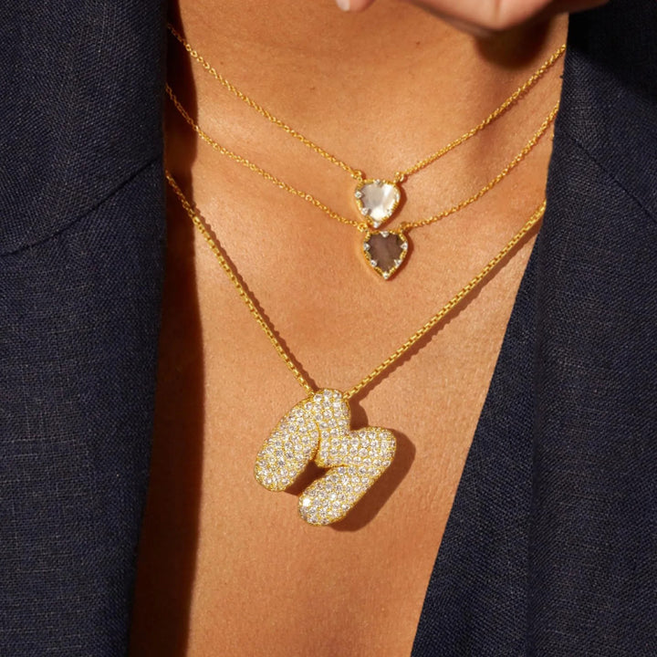 Gold Bubble Initial Necklace - BUY 1 GET 1 FREE