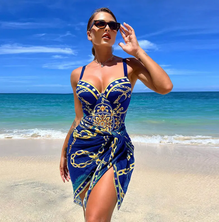 Ivara Baroque Moulded Cup One Piece Swimsuit with Sarong