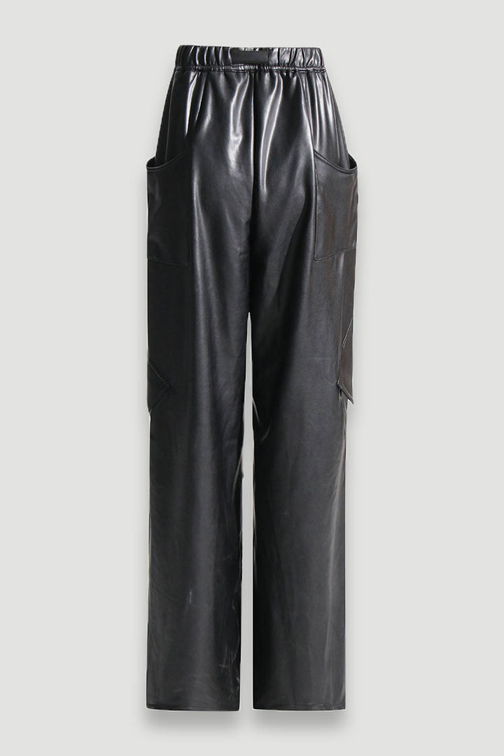 Xena Faux Leather Wide Leg Cargo Pants