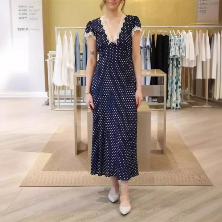 Ellie Lace Polka Dot Maxi Dress