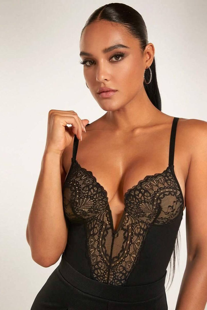 Elysia Sculpting Deep V-Neck Lace Bodysuit - BUY 1 GET 1 FREE