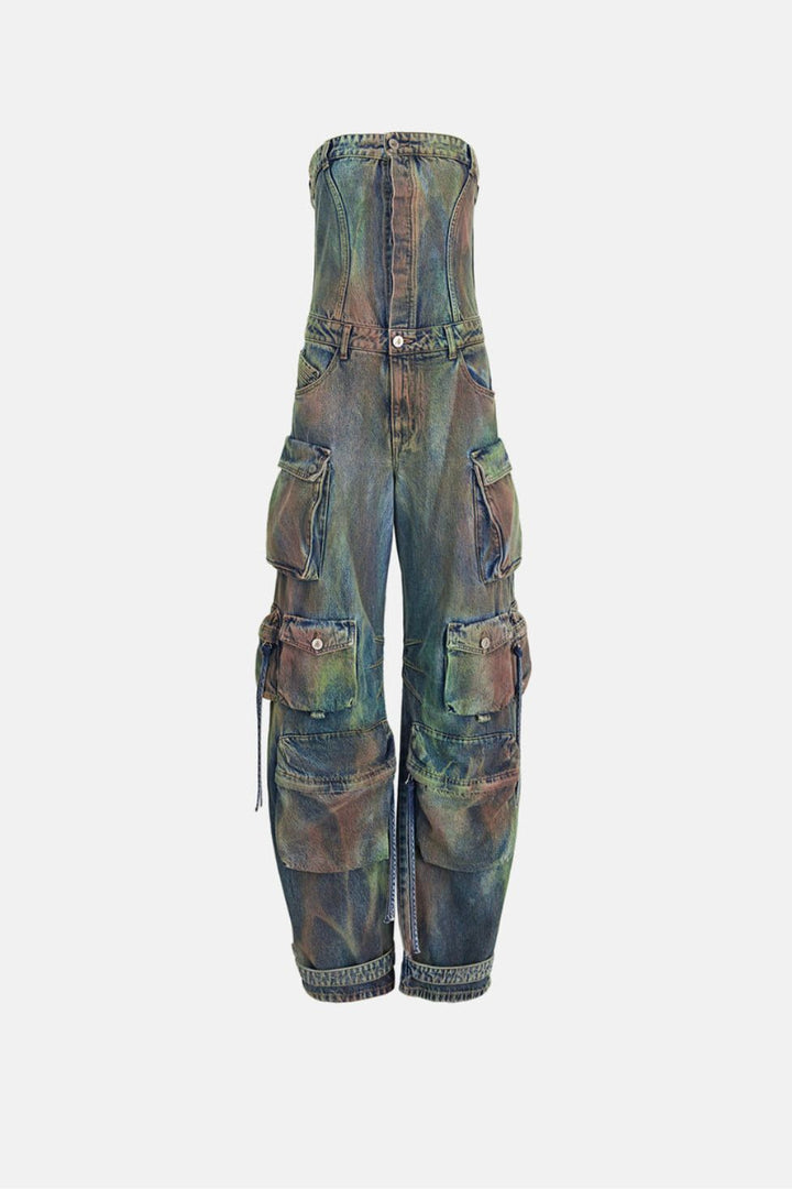 Nyx Strapless Denim Cargo Jumpsuit