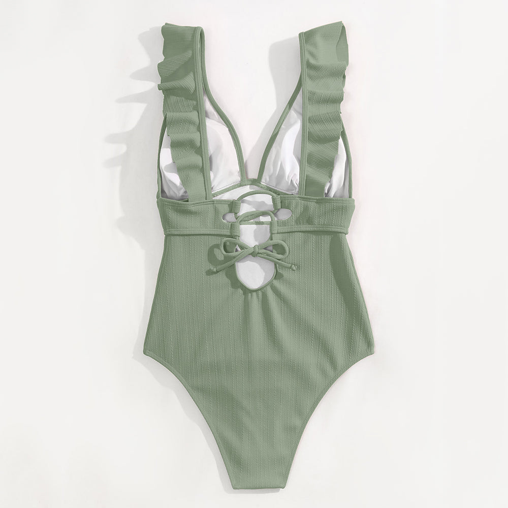 Seychelles Plunging Frill One Piece Swimsuit