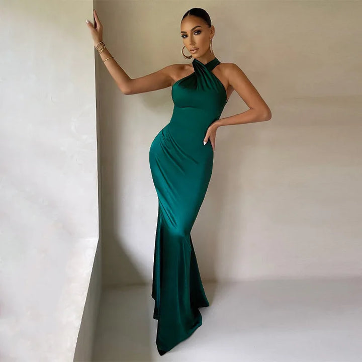 Bonnie Halter Backless Fishtail Gown