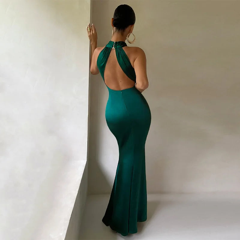 Bonnie Halter Backless Fishtail Gown