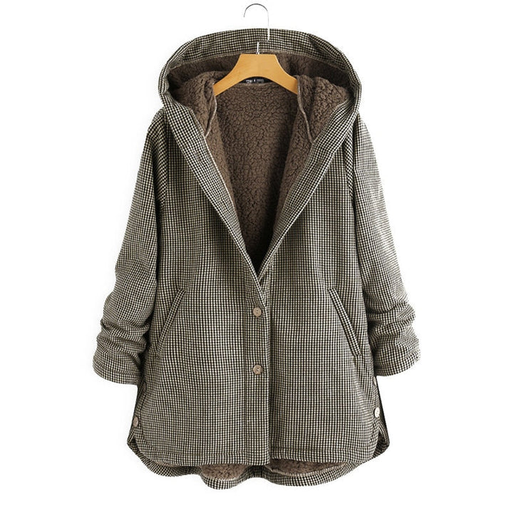 Alana Hooded Checkered Sherpa Jacket