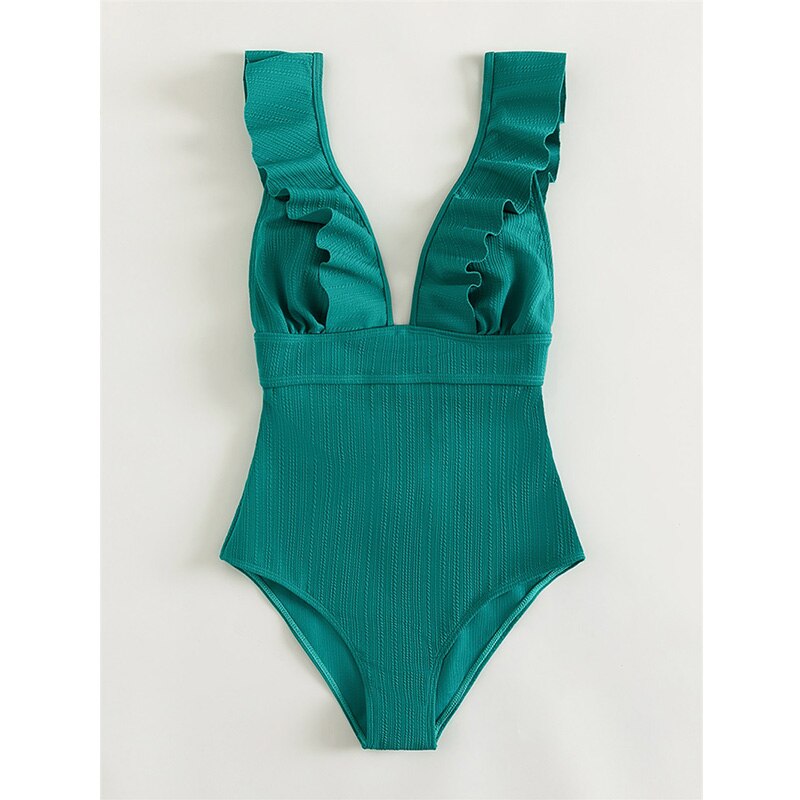 Seychelles Plunging Frill One Piece Swimsuit