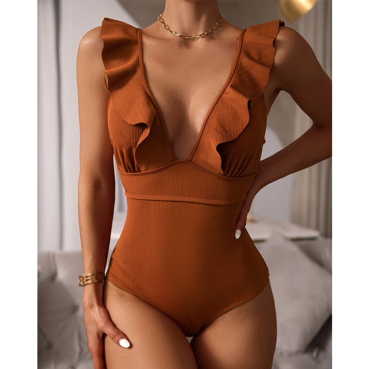 Seychelles Plunging Frill One Piece Swimsuit