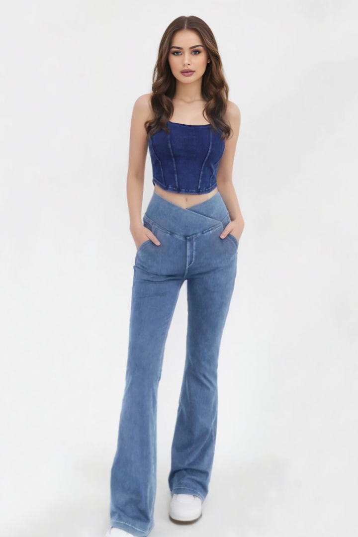 Myracle Sculpting Crossover Flare Jeans