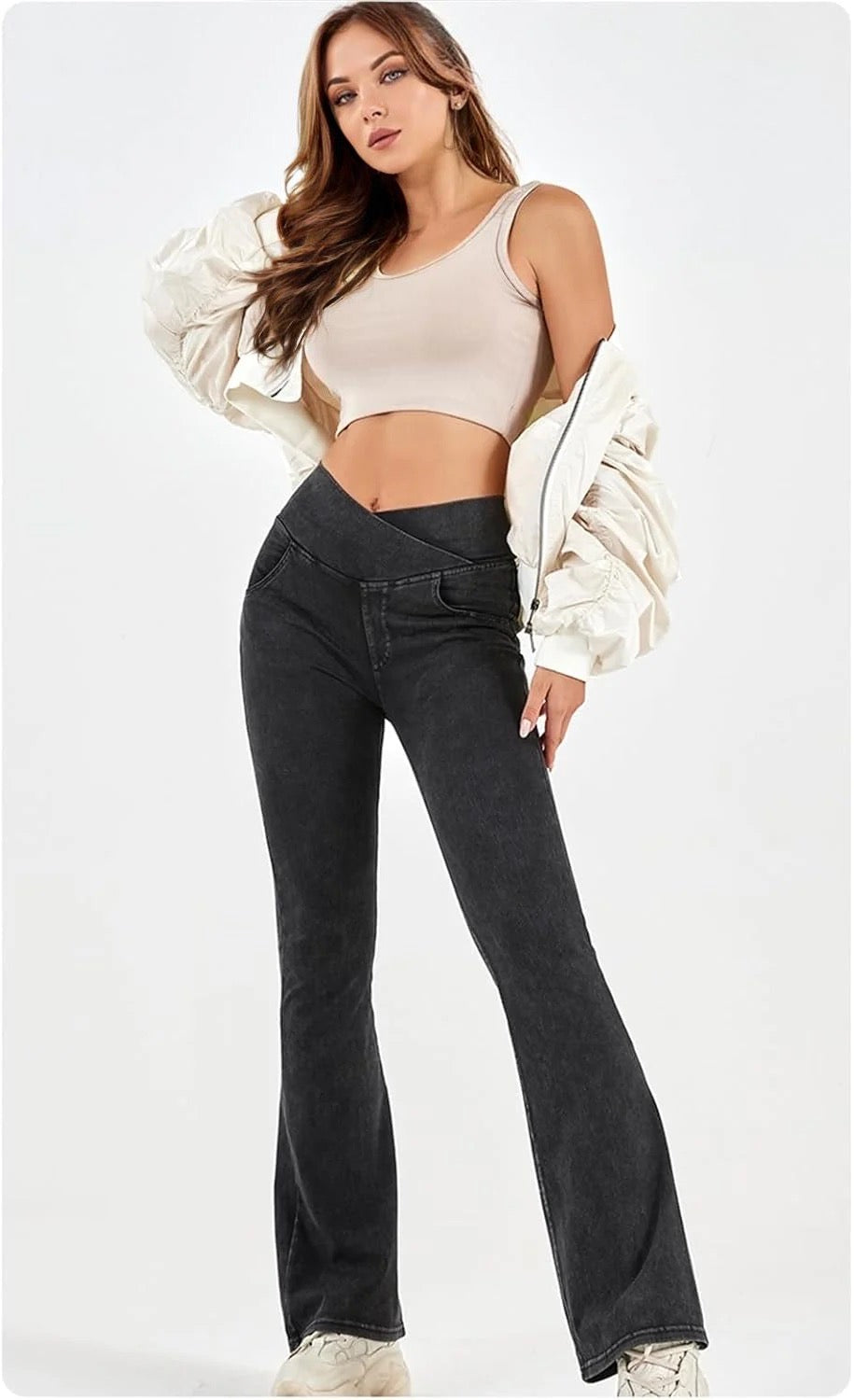 Myracle Sculpting Crossover Flare Jeans