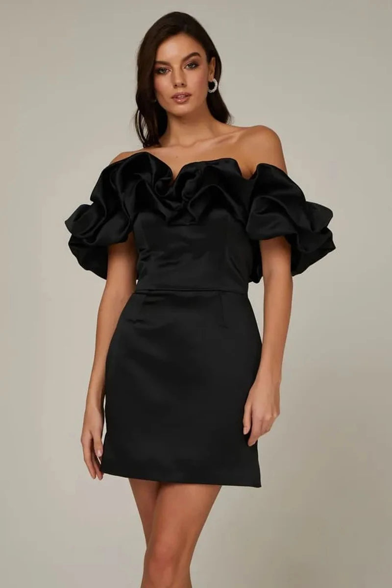 Lia Satin Ruffle Mini Dress