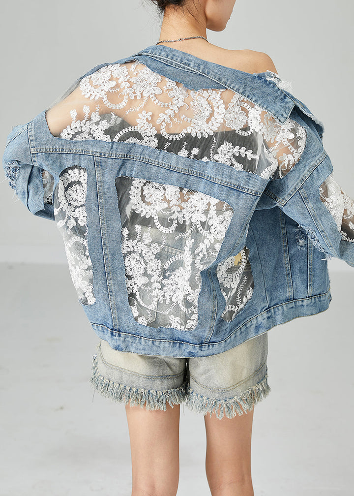 Magnolia Lace Tulle Denim Jacket