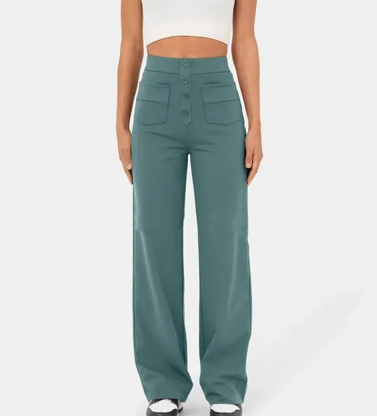 Emerson High Waisted Button Stretch Pants