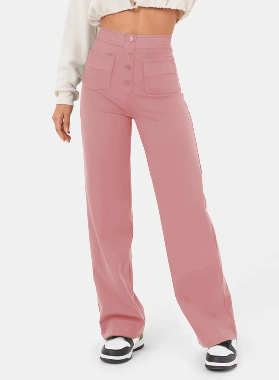 Emerson High Waisted Button Stretch Pants