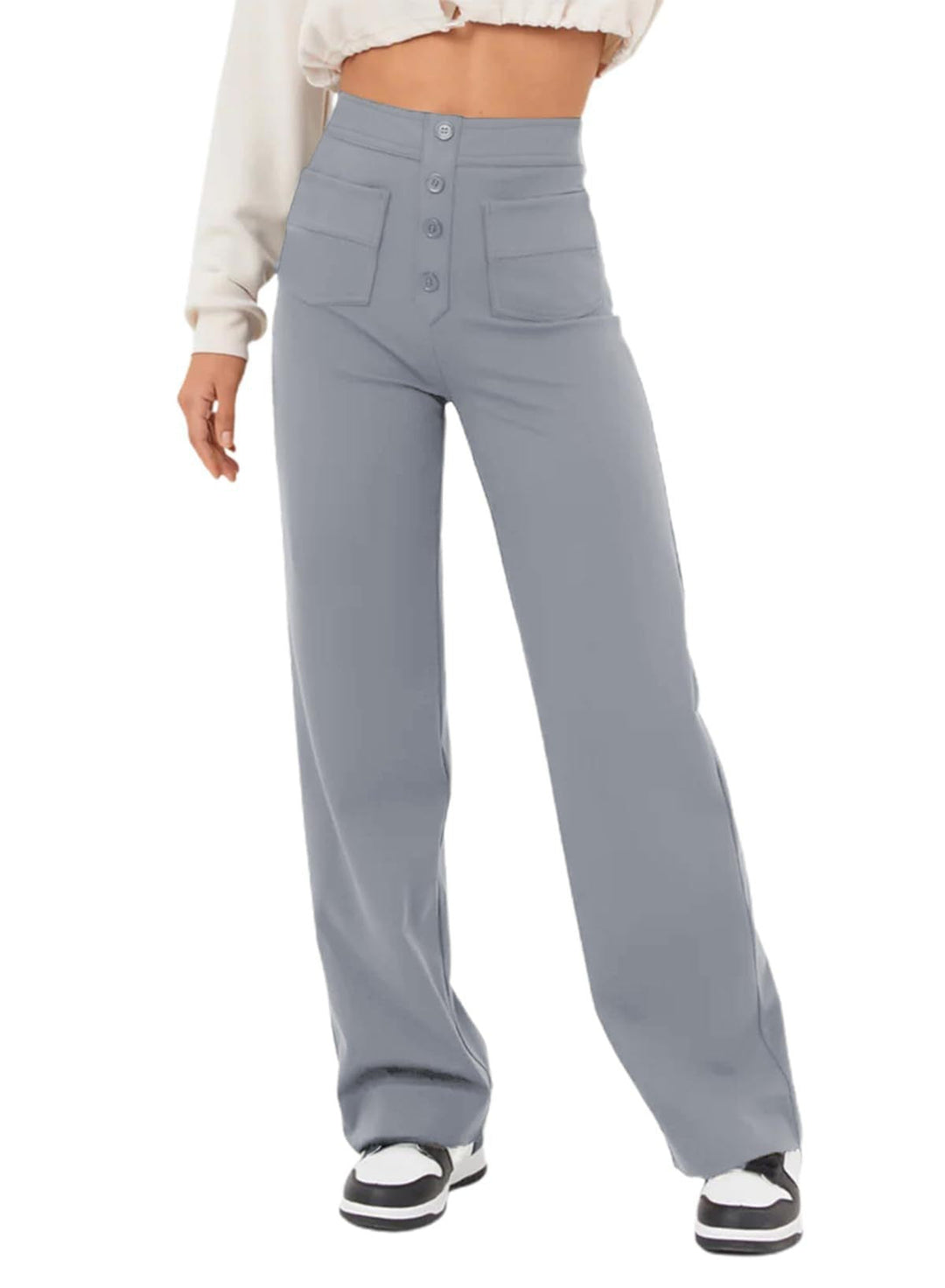 Emerson High Waisted Button Stretch Pants