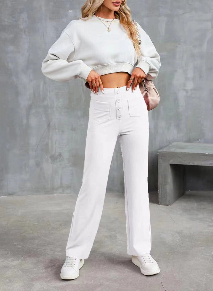 Emerson High Waisted Button Stretch Pants