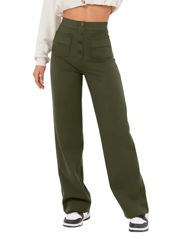 Emerson High Waisted Button Stretch Pants