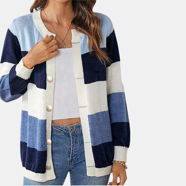 Cassia Colour Block Striped Cardigan