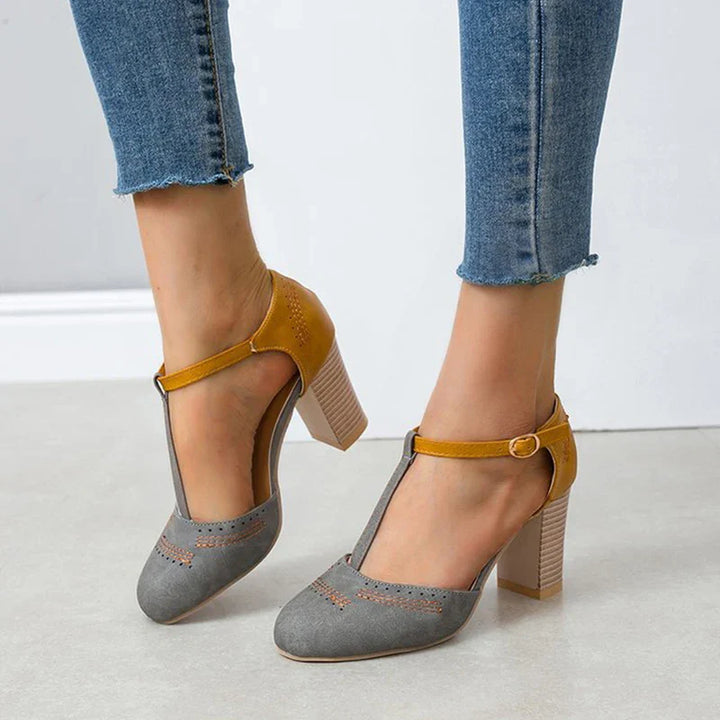 Clarissa T-Strap Block Heels