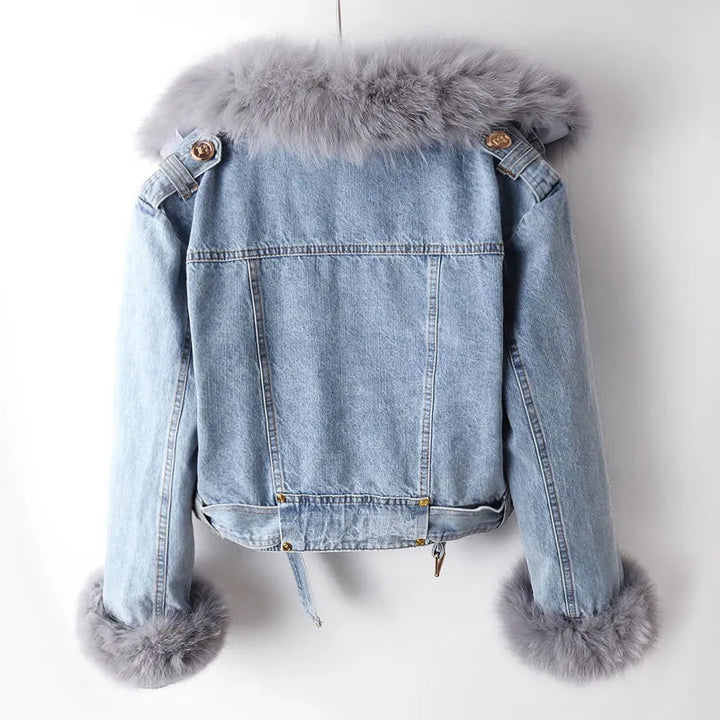 Harlow Denim Faux Fur Trim Jacket