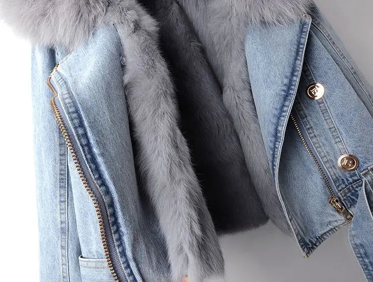 Harlow Denim Faux Fur Trim Jacket