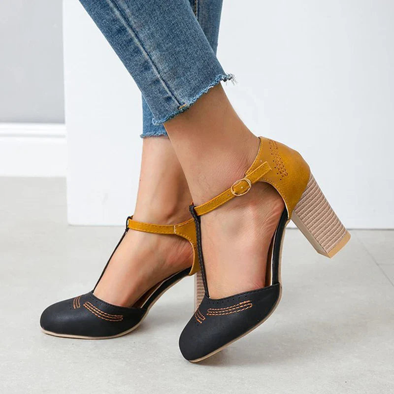 Clarissa T-Strap Block Heels