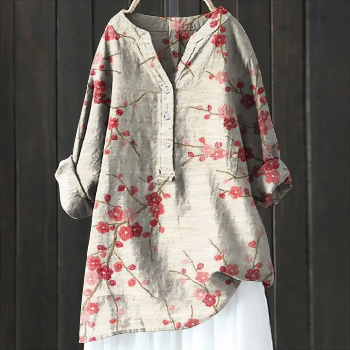 Nerisse Floral Button-Down Tunic Shirt