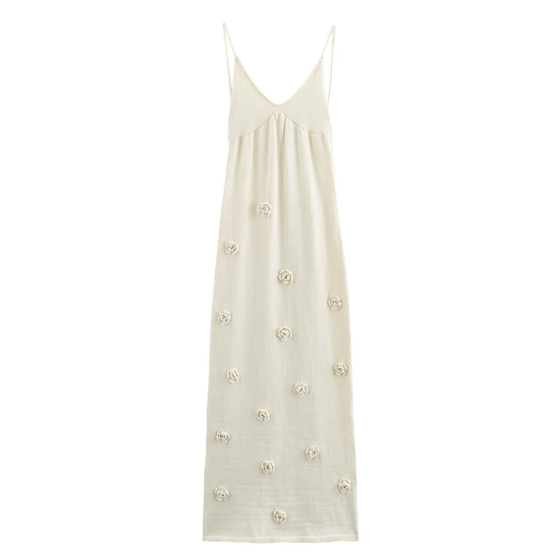 Genevieve Knit Rosette Maxi Dress