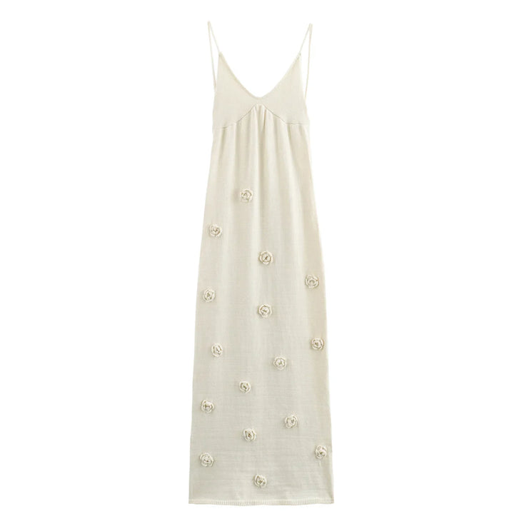 Genevieve Knit Rosette Maxi Dress