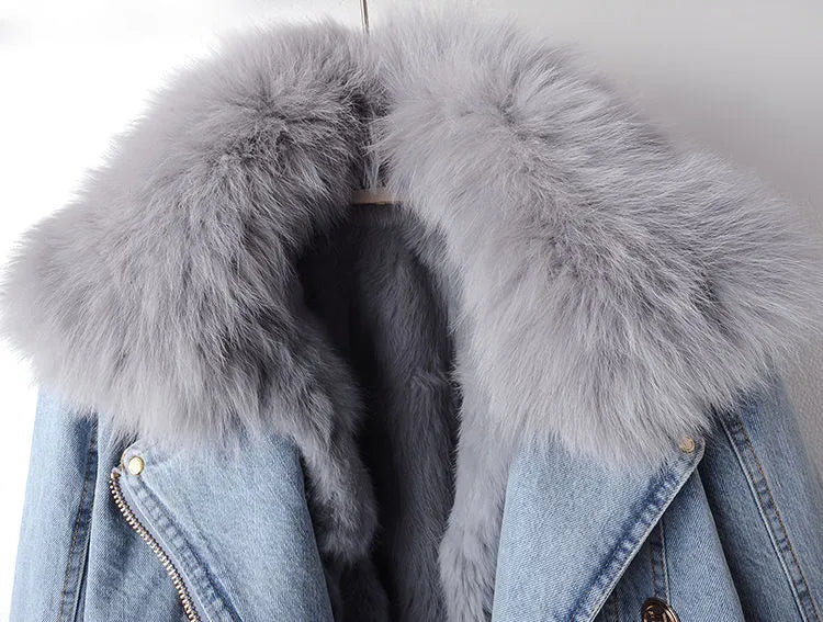 Harlow Denim Faux Fur Trim Jacket