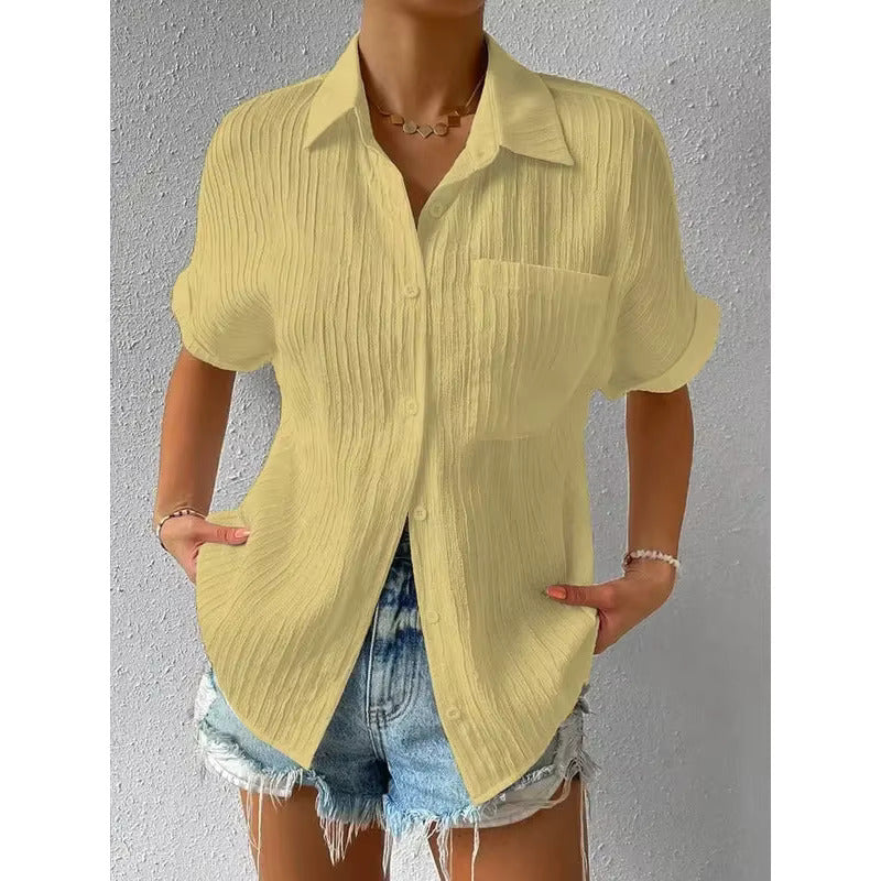 Zoie Textured Short Sleeve Blouse