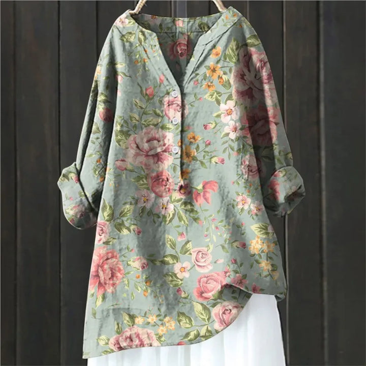 Nerisse Floral Button-Down Tunic Shirt