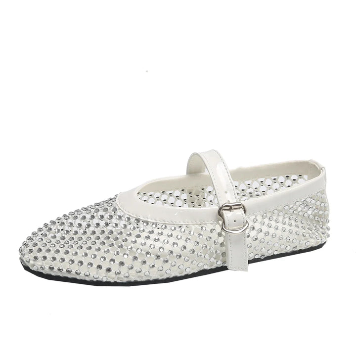 Aveline Mesh Diamante Mary Jane Flats