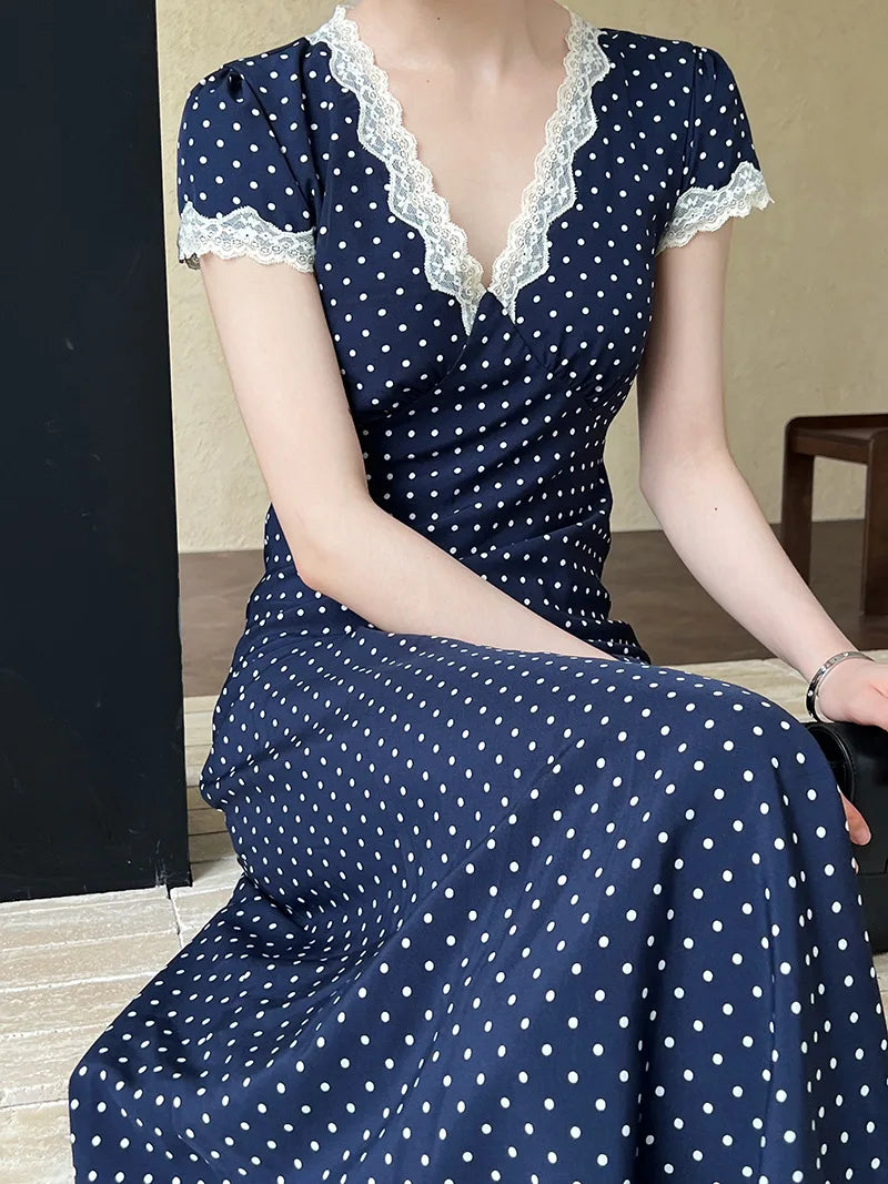 Ellie Lace Polka Dot Maxi Dress