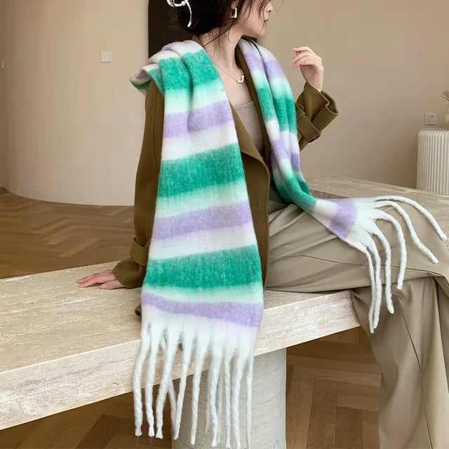 Nia Oversized Stripe Blanket Scarf