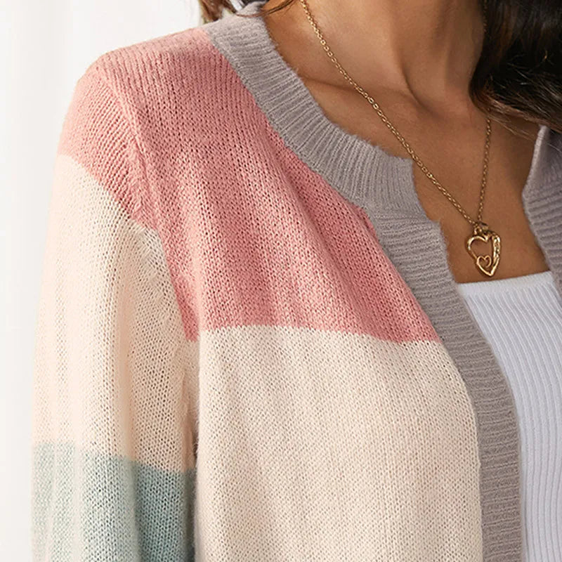 Cassia Colour Block Striped Cardigan