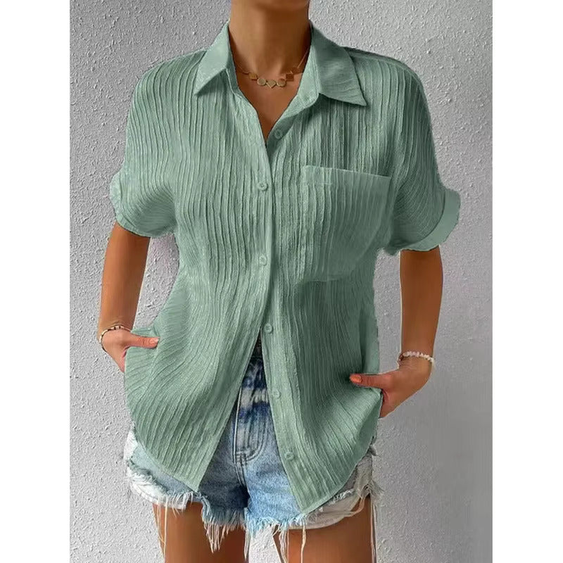 Zoie Textured Short Sleeve Blouse