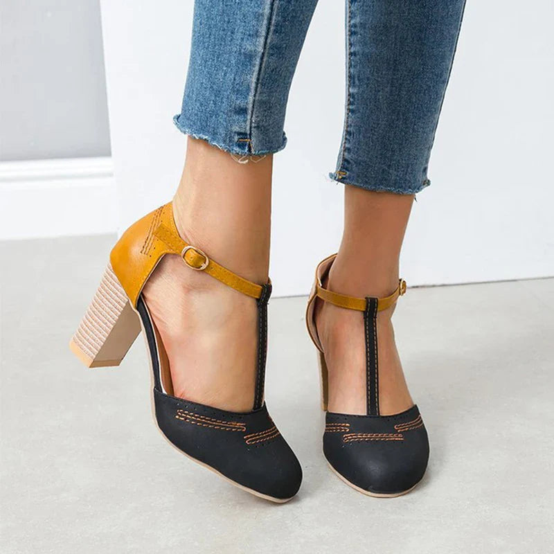 Clarissa T-Strap Block Heels