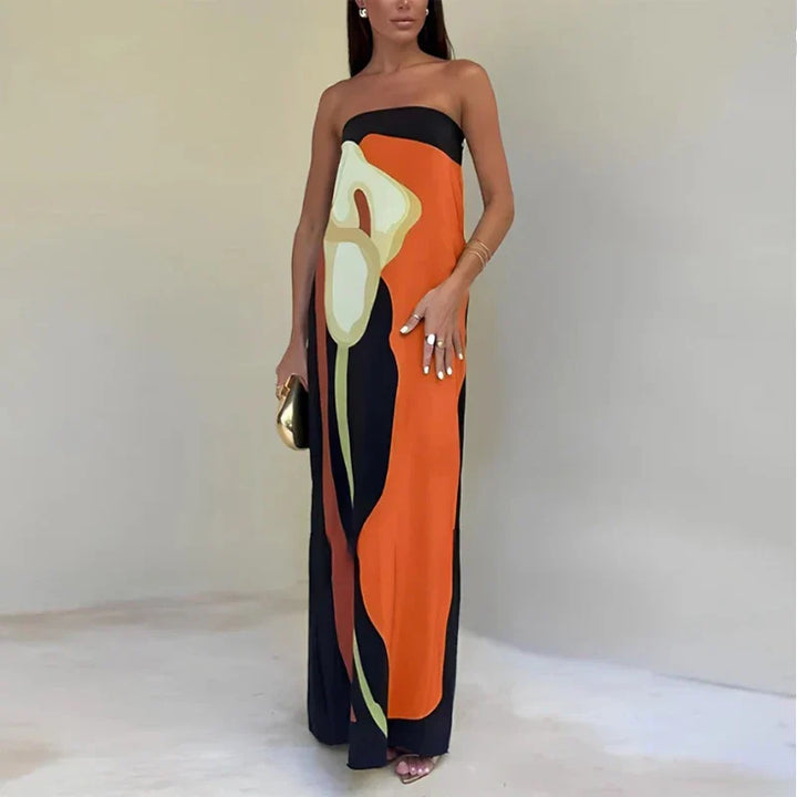 Lita Strapless Print Maxi Dress