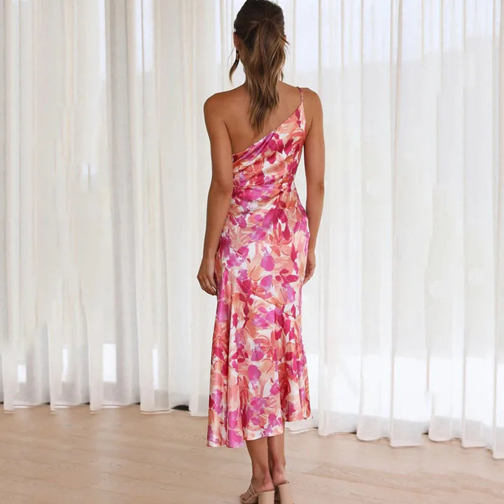 Valencia One-Shoulder Floral Midi Dress