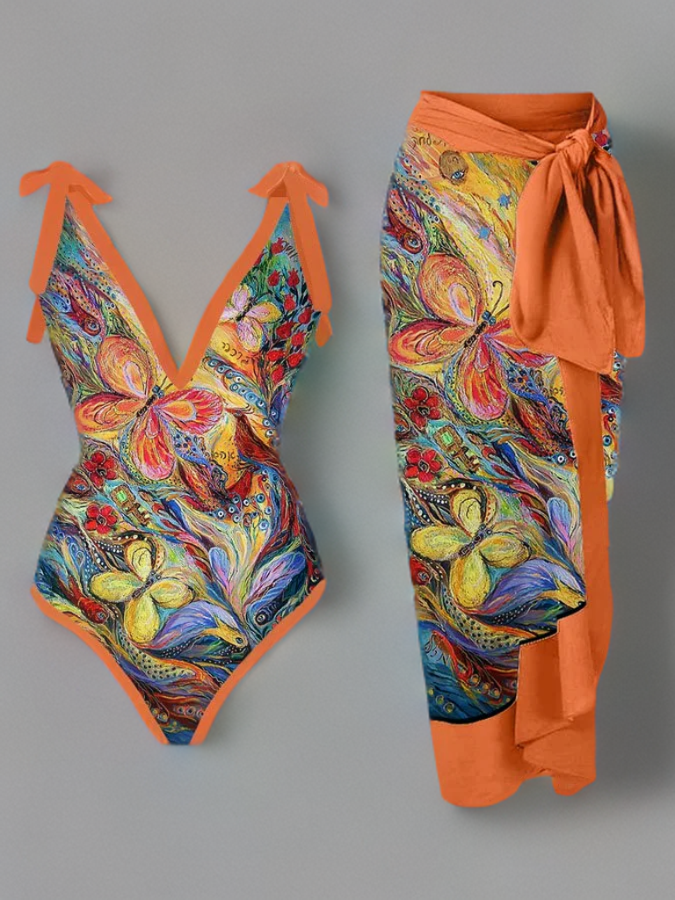 Tierra ART SERIES Printed Swimsuit with Sarong