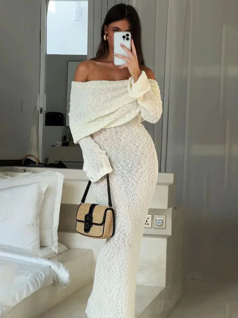 Jessie Off Shoulder Knit Maxi Dress