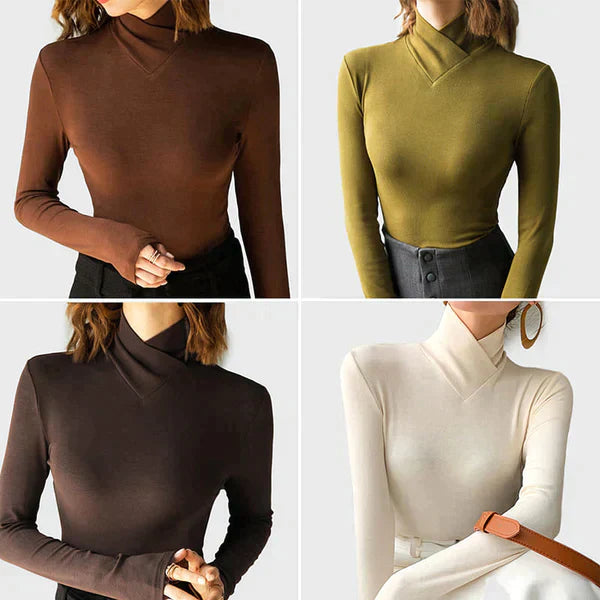 Luciana Crossover Turtleneck Top