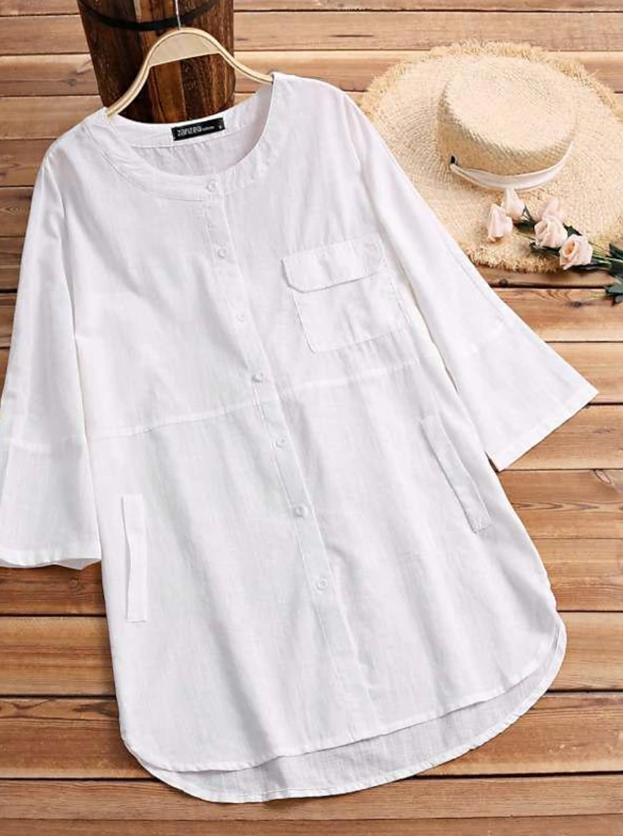 Sorrel Relaxed Linen-Blend Tunic Shirt