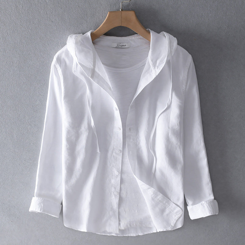 Rosie Hooded Button-Up Cotton Shirt