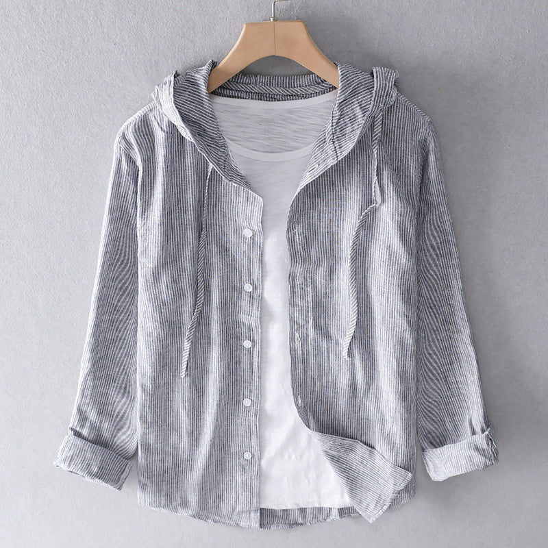 Rosie Hooded Button-Up Cotton Shirt